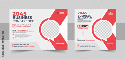 Business Conference live webinar banner invitation and social media post template, Business webinar invitation template vector