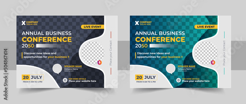 Corporate flyer and invitation banner template design, Annual corporate business workshop, meeting & training promotion poster, Online digital marketing horizontal cover template