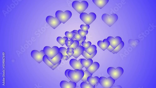 Colorful love hearts icons animation cartoon on colorful background. Valentine's day special