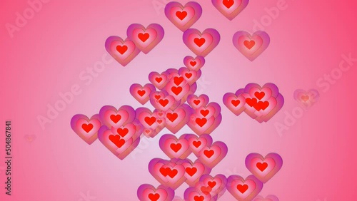 Colorful love hearts icons animation cartoon on colorful background. Valentine's day special