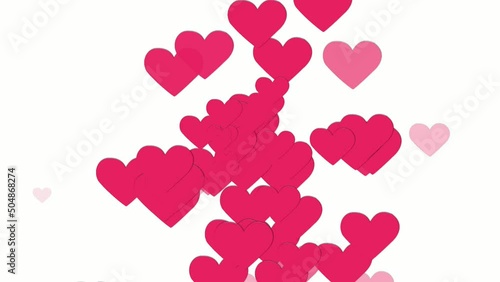 Colorful love hearts icons animation cartoon white background. Valentine's day special