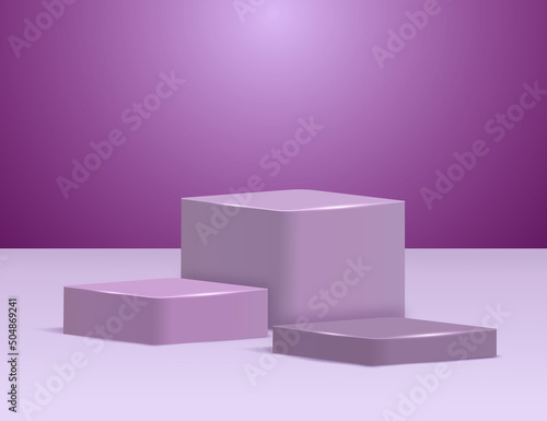 Empty 3d podium or pedestal for display product. Blank product shelf standing backdrop