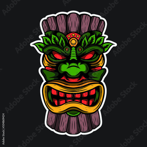 Vector Hand Drawn Tiki Mask Illustration