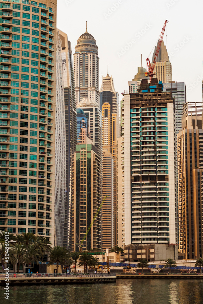 Obraz premium Dubai, UAE - 05.06.2022 View of a towers in Dubai Marina district. City
