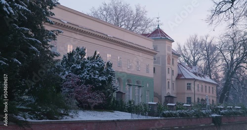 Łańcut castle in winter morning photo