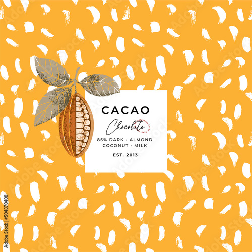 Chocolate bean textured illustration. Chocolate packaging design.