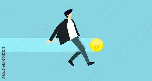 A successful businessman goes to his goal. Isolated illustration of an office worker striving for success