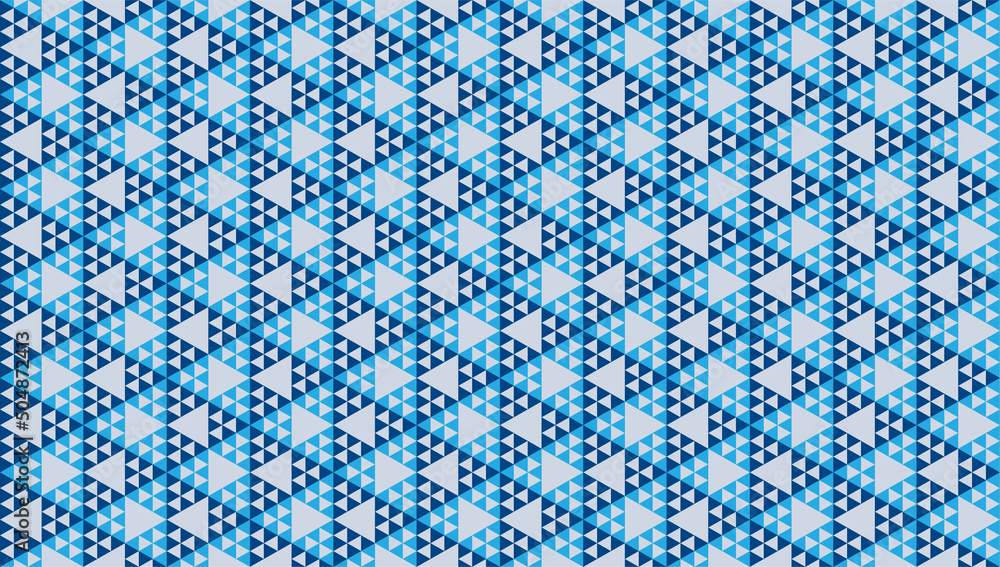 Abstract Polygonal Triangles Ornament. Blue Triangular Shapes. Geometric Seamless Pattern Design Template. Abstract Polygonal Triangles Ornament. Blue Triangular Shapes. Geometric Seamless Pattern Design Template.