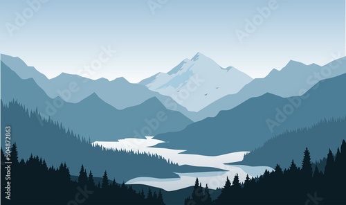 Canvas Print mountain landscape with lake