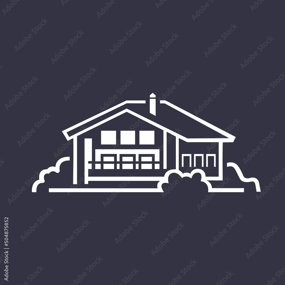 Private house icon. Monochrome illustration.