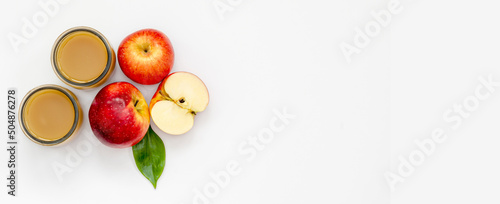 apple juice with pulp unclarified and unfiltered, vitamin chilled drink in summer, apples, healthy food, top view photo
