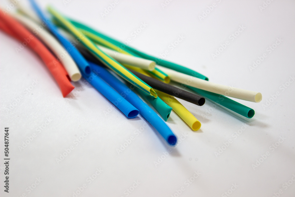 Heatshrink tubing. Insulation for electrical wires. Plastic that