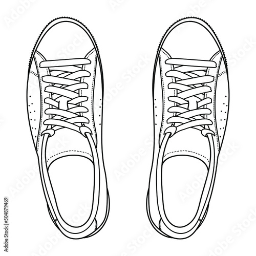 Hand drawn sneakers, gym shoes. Doodle vector illustration.	
