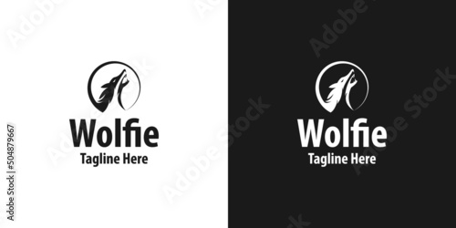 silhouette illustration of Howling Wolf logo design