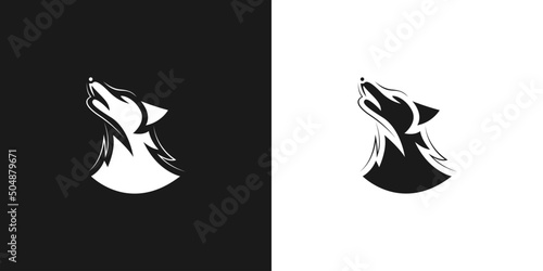 silhouette illustration of Howling Wolf logo design