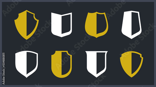 Classical shields collection vector design elements  defense and safety icons  empty and blank ammo emblems collection.