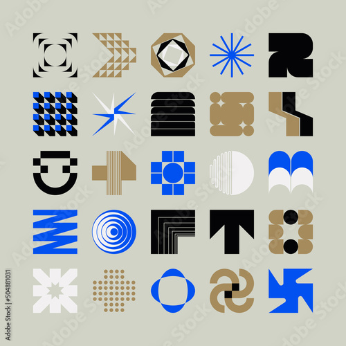 Logo Modernism Aesthetics Vector Abstract Shapes Collection Made With Minimalist Geometric Forms And Figures