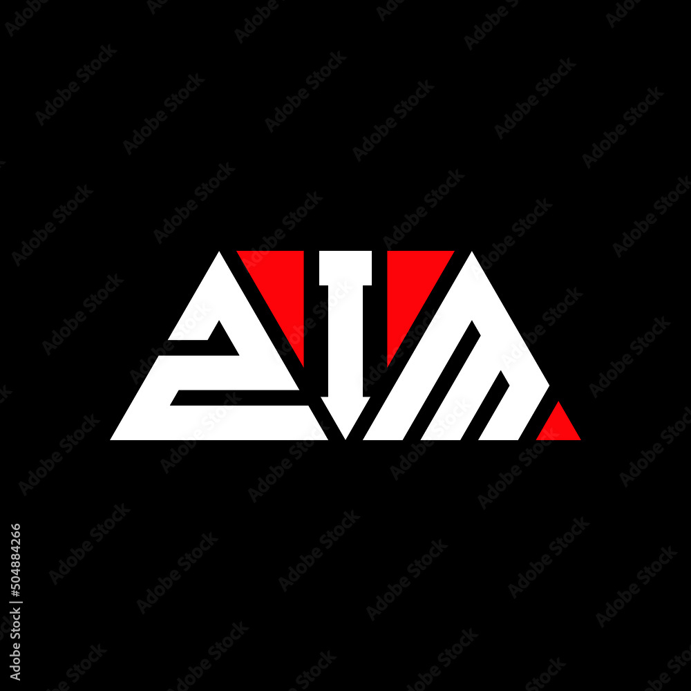 ZIM triangle letter logo design with triangle shape. ZIM triangle logo design monogram. ZIM triangle vector logo template with red color. ZIM triangular logo Simple, Elegant, and Luxurious Logo... - obrazy, fototapety, plakaty 