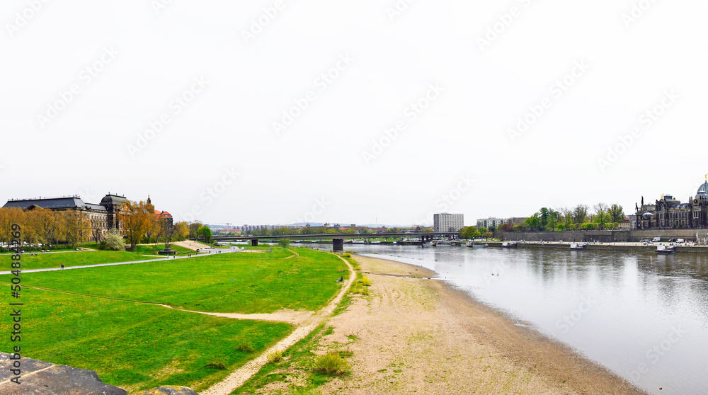 Panoramic view of Dresden on the banks of the Elbe
