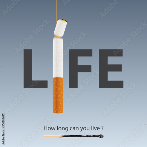 May 31st World No Tobacco Day banner design. Smoking causes death faster concept. Stop smoking poster for disease warning. No smoking sign.