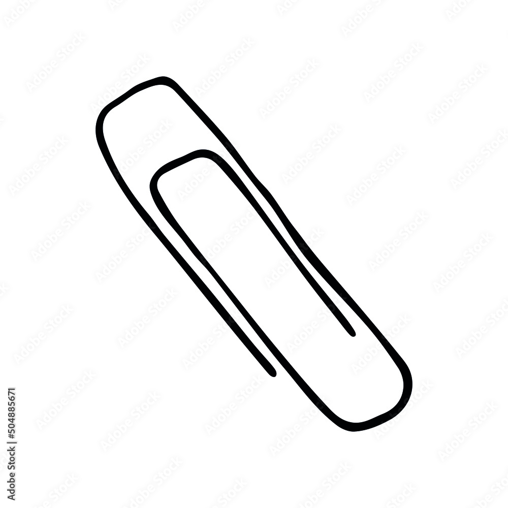 Vector paper clip clipart. Hand drawn office supplies illustration. For print, web, design, decor, logo. Vector paper clip clipart. Hand drawn office supplies illustration. For print, web, design, decor, logo.
