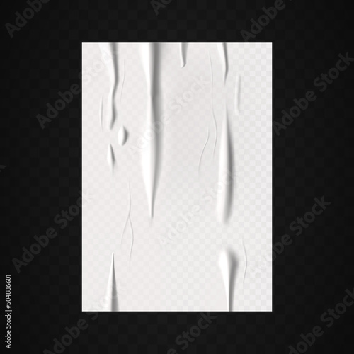 Paper wet effect, white glued paper or foil poster