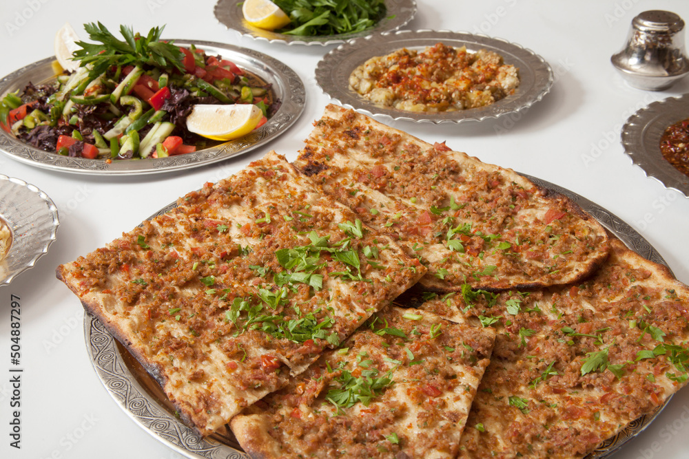 Turkish Pide - Konya Etli Ekmek Kebab with Minced Meat. Turkish Pide - Konya Etli Ekmek Kebab with Minced Meat.