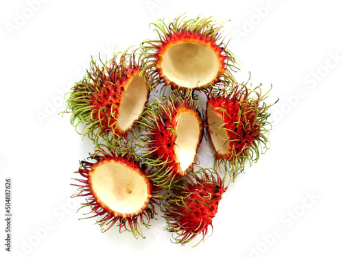 red rambutan peel isolate on white background. photo