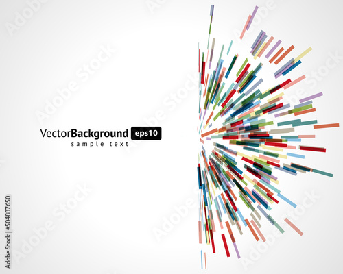 Bright colored stripes vertical explosion digital particles flow background template with place for text vector illustration. Multicolored abstract futuristic burst creative debris dynamic texture