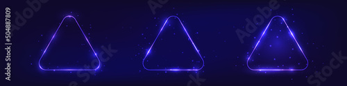 Set of neon frames with shining effects