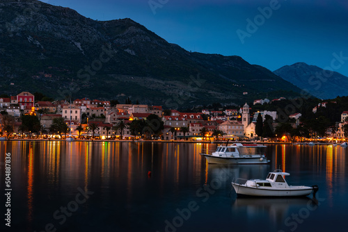 Embankment of Cavtat town after sunset, Dubrovnik Riviera, Croatia. © Sergey Fedoskin