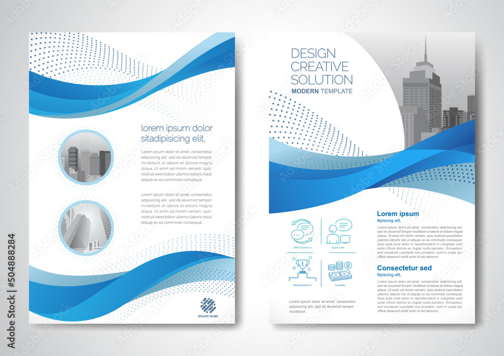 Template vector design for Brochure, AnnualReport, Magazine, Poster, Corporate Presentation, Portfolio, Flyer, infographic, layout modern with color size A4, Front and back, Easy to use. - obrazy, fototapety, plakaty 