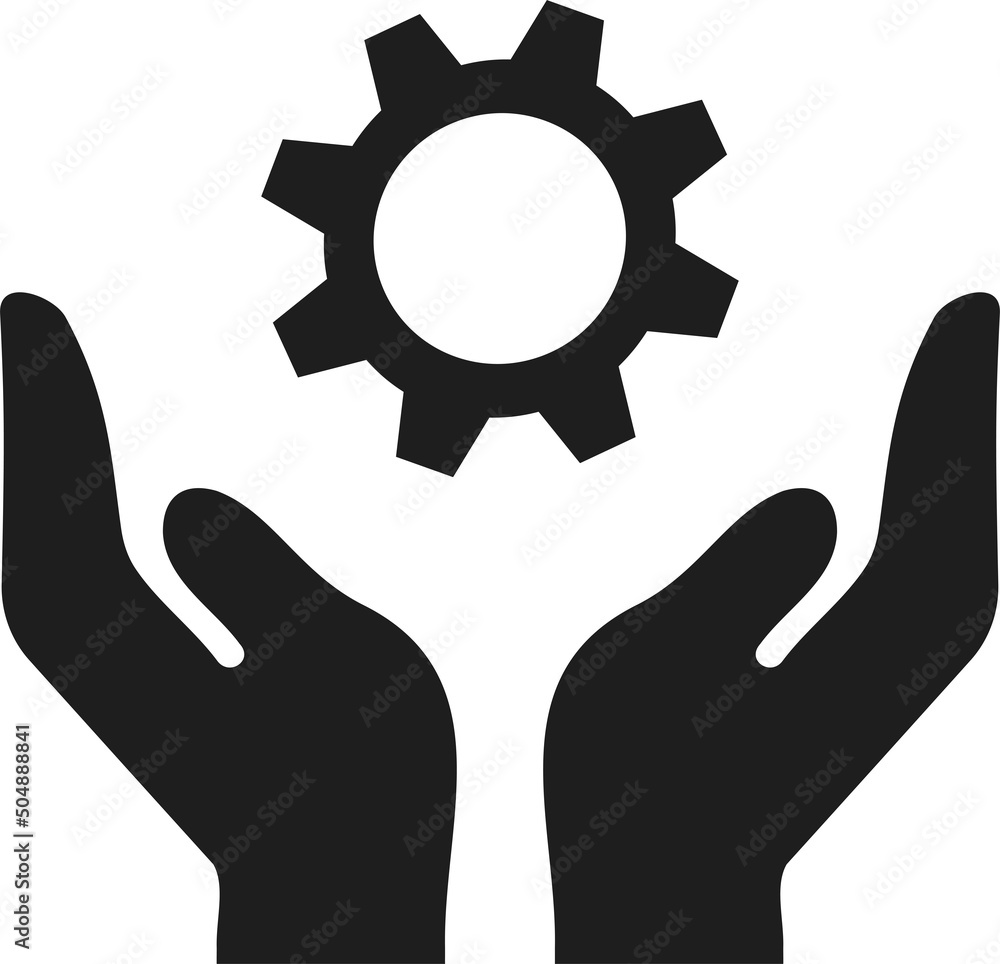 Work, repair gear sign. Employee hand icon. Work, repair gear sign. Employee hand icon.