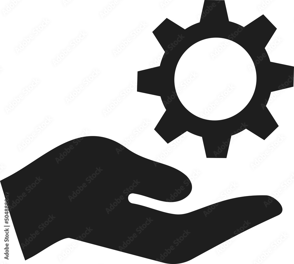 Work, repair gear sign. Employee hand icon. Work, repair gear sign. Employee hand icon.