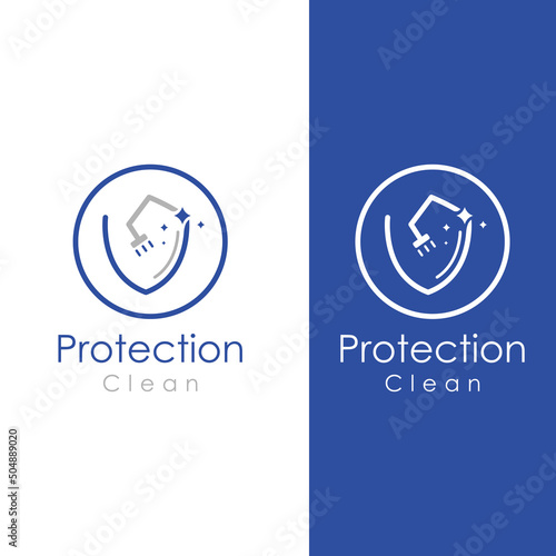Cleaning logo, cleaning protection logo and house cleaning logo.With a template illustration vector design concept.