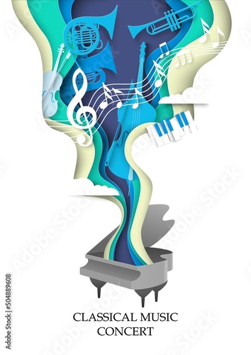Photographie Classical music concert paper cut vector poster