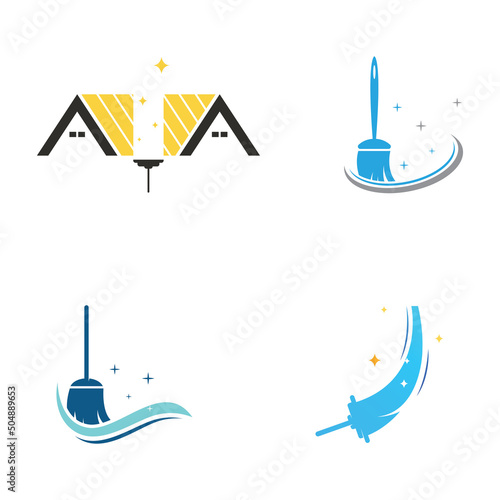 Cleaning logo, cleaning protection logo and house cleaning logo.With a template illustration vector design concept.