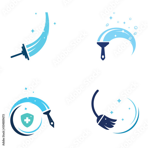 Cleaning logo, cleaning protection logo and house cleaning logo.With a template illustration vector design concept.