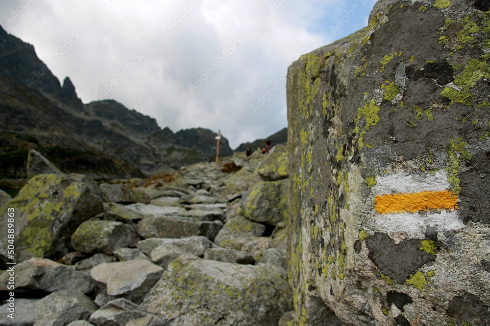 Żółty szlak turystyczny w Tatrach - obrazy, fototapety, plakaty 