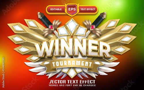 Winner 3d game logo with editable text effect and golden style