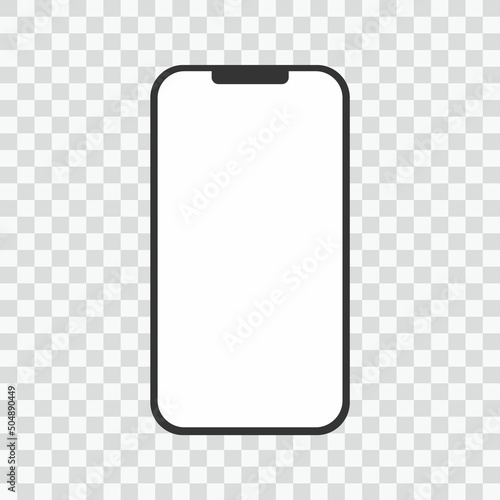 realistic smartphone blank screen, phone mockup isolated on transparent background. Template for infographics or presentation UI design interface.