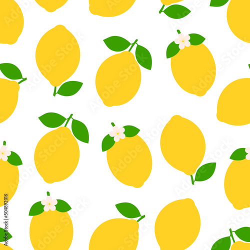 Seamless pattern fruits lemons vector illustration