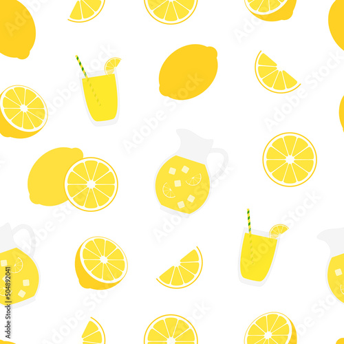 Seamless pattern lemons vector illustration photo