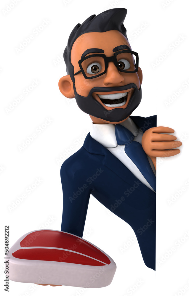 Fun 3D cartoon illustration of an indian businessman Fun 3D cartoon illustration of an indian businessman
