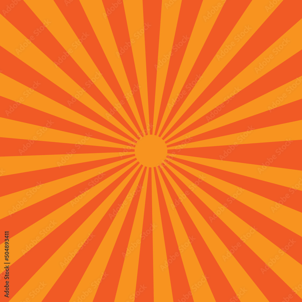orange sunburst background, Vector sunburst, Sun rays vector background