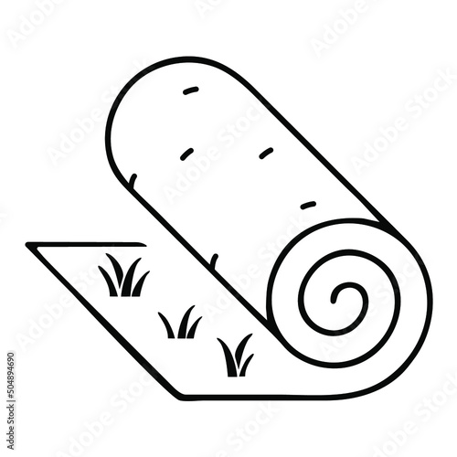 Artificial grass roll icon. Lawn roll representation. Vector illustration of rolled lawn real grass. 