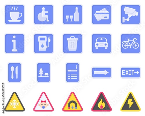 Sign and symbol flat icon set 4 vector illustration