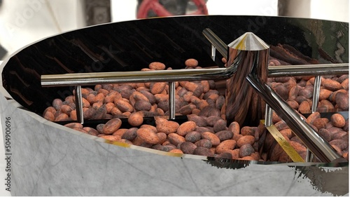 Fotografi 3D render cocoa beans roasting