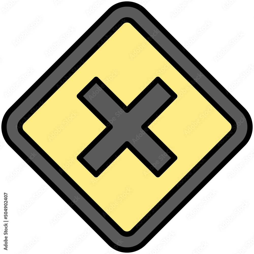 Obraz premium Cross sign con, traffic sign vector illustration