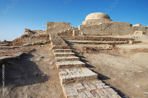 Mohenjo daro ruins close Indus river in Larkana district, Sindh, Pakistan photo